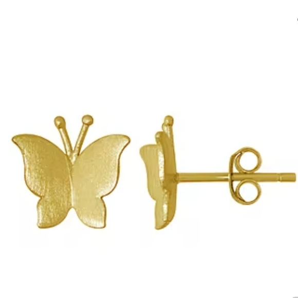 14k Gold Over Sterling Silver Butterfly Stud Earrings - Picture 1 of 2